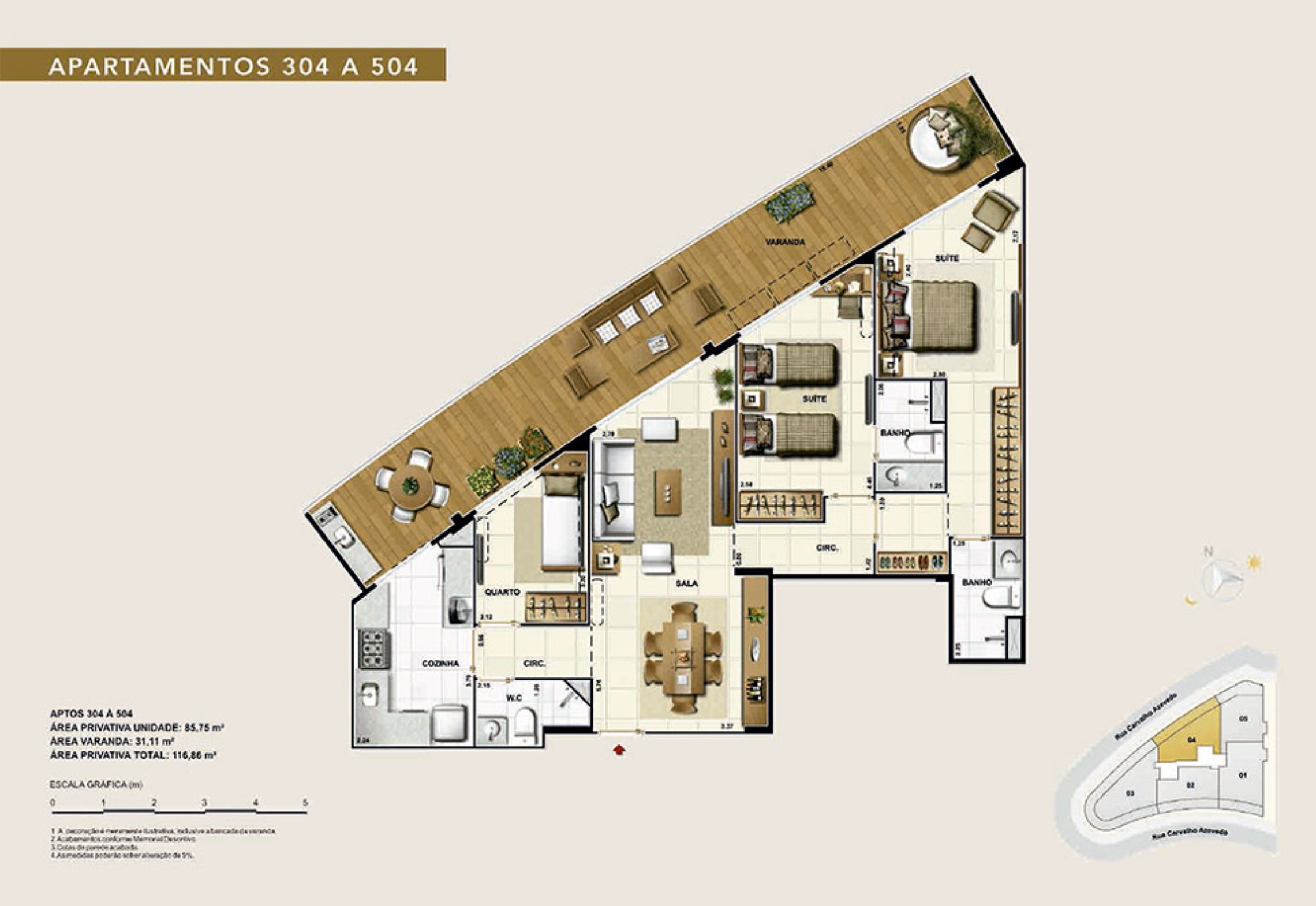 Planta 03 - 2 dorm 116 86m²