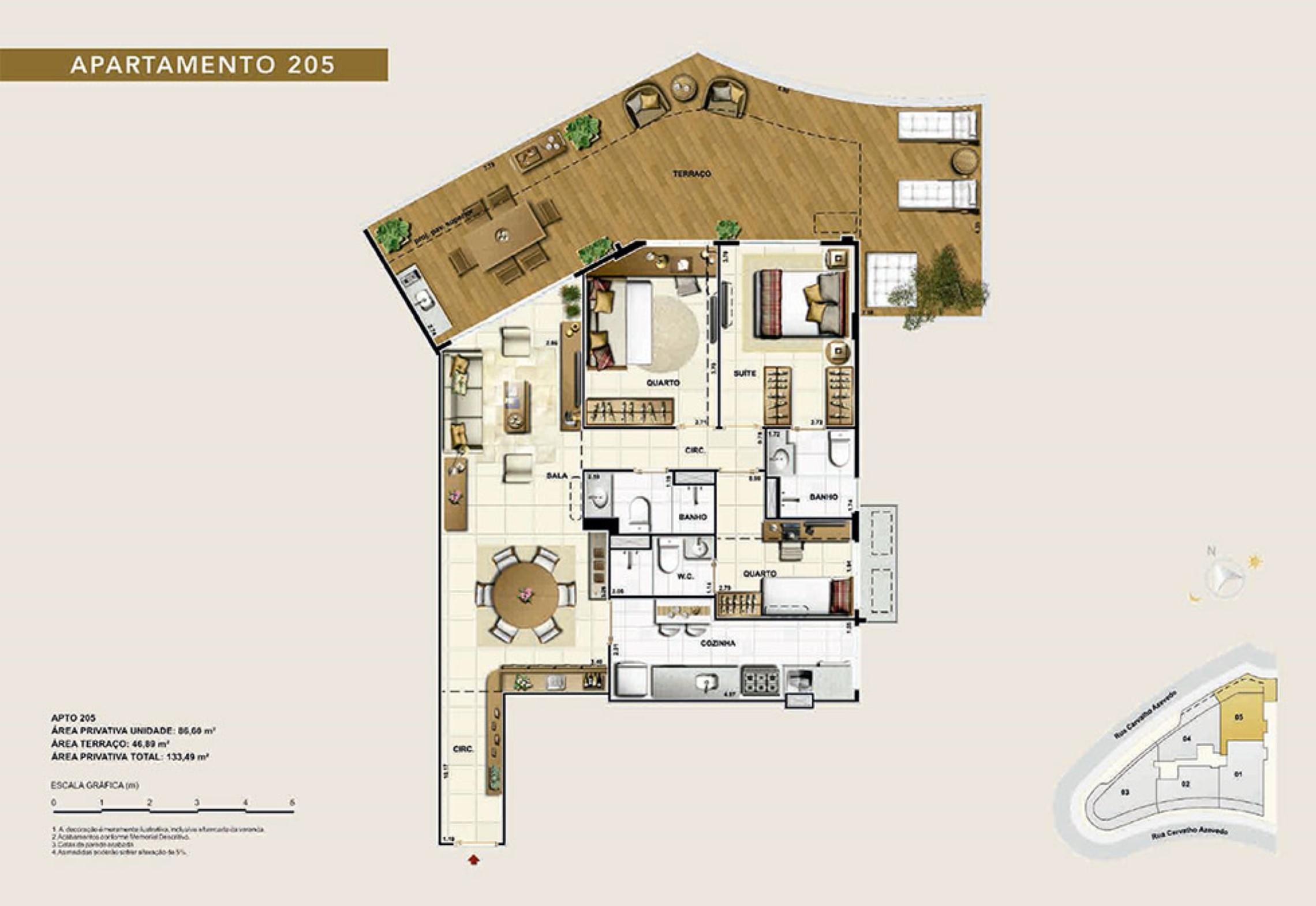 Planta 07 - 2 dorm 133 49m²