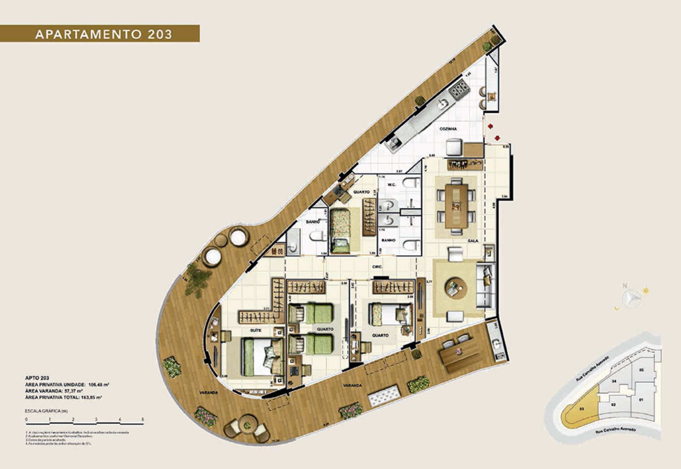 Planta 08 - 3 dorm 163 85m²