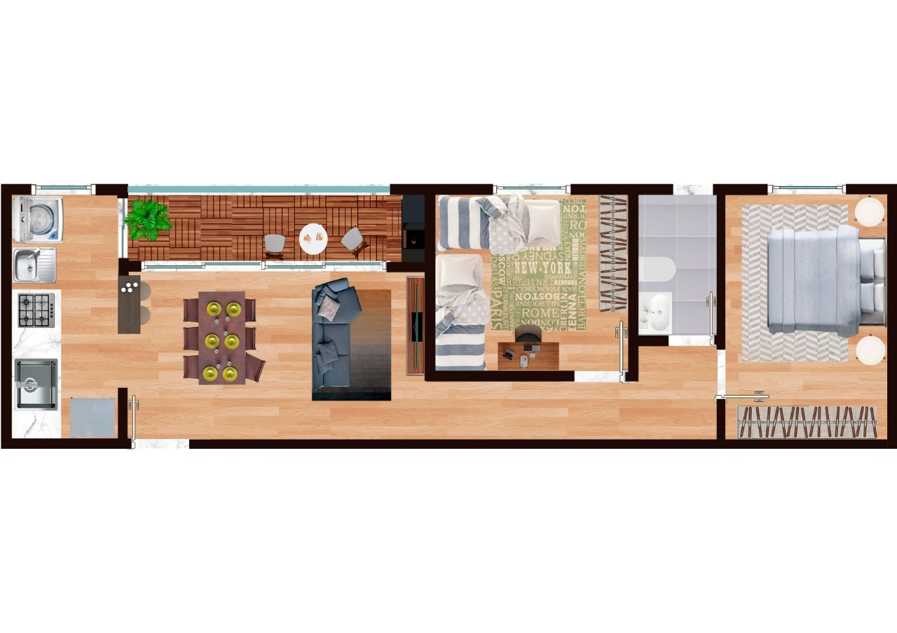 Planta 02 - 2 dorm 55m²