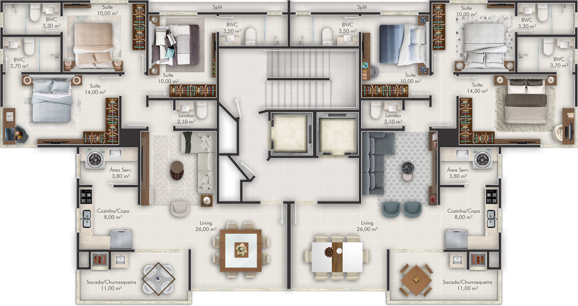 Planta 01 - 3 dorm 114m²