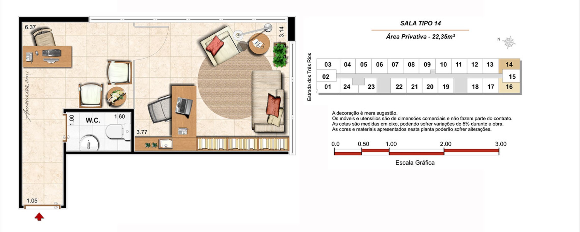 Planta 04 - 22 35m² - sala