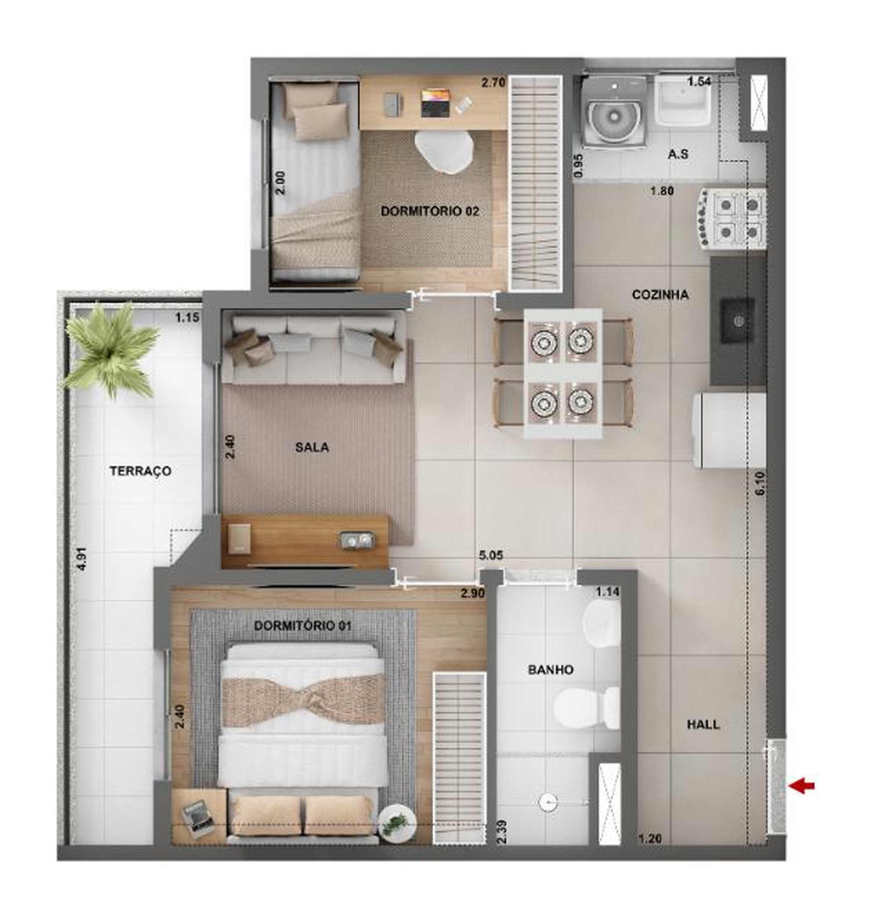 Apartamento, 2 quartos, 37 m² - Foto 9
