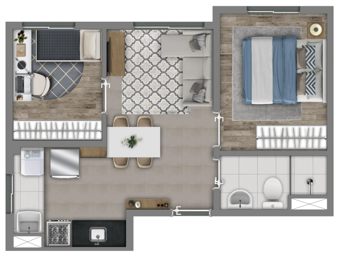 Planta 05 - 2 dorm 34m²