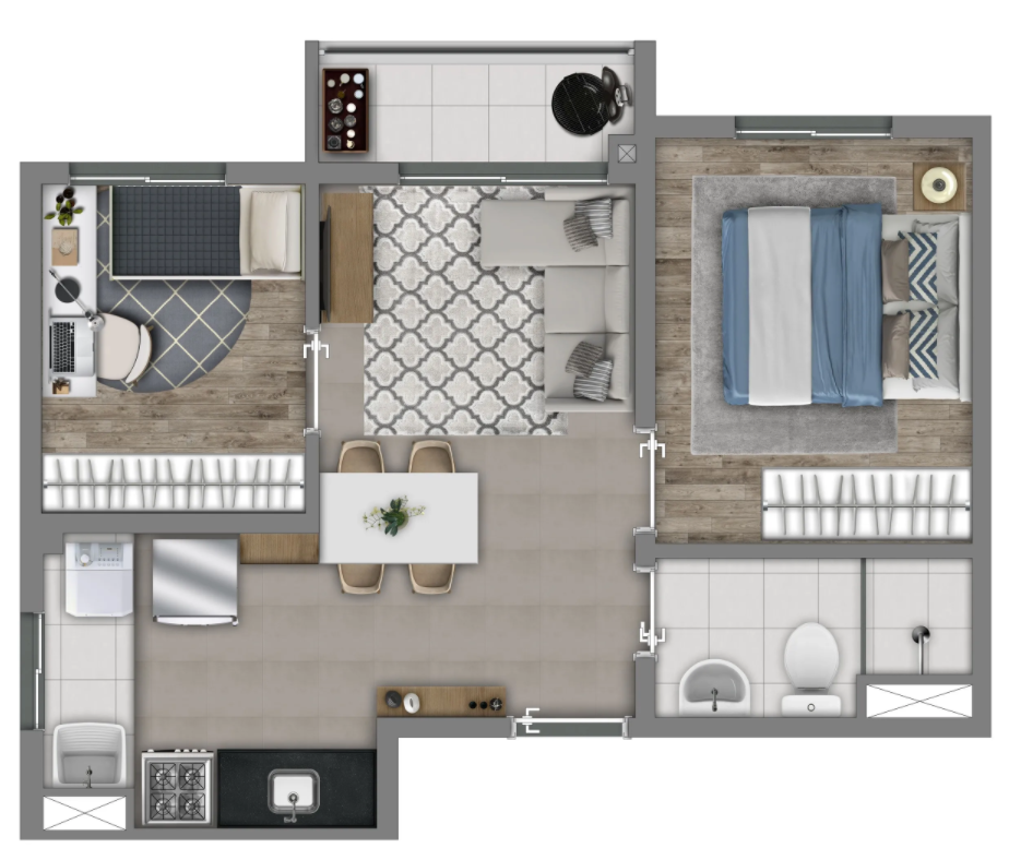 Planta 06 - 2 dorm 36m²