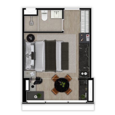 Planta 01 - 1 dorm 25m²