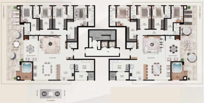 Planta 02 - 4 dorm 281 40m² - cobertura horizontal