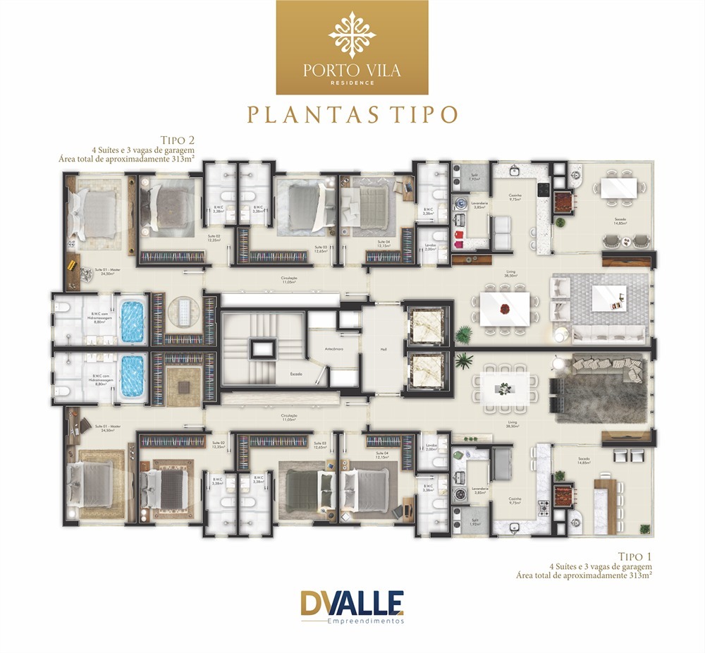 Planta 01 - 4 dorm 182 50m²