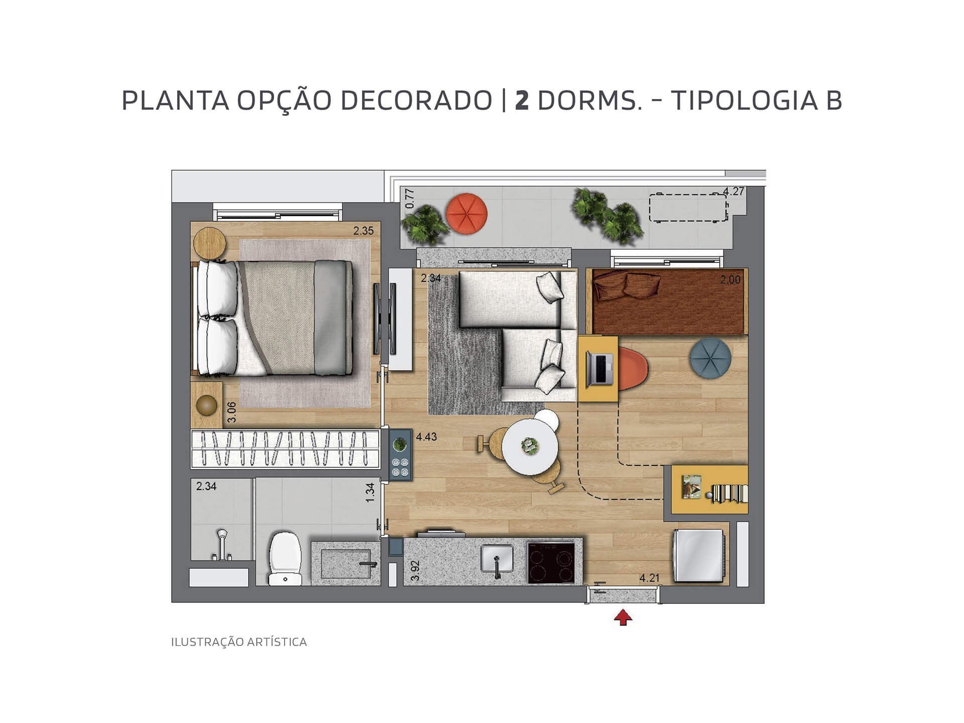 Planta 03 - 1 dorm 37m² - opção