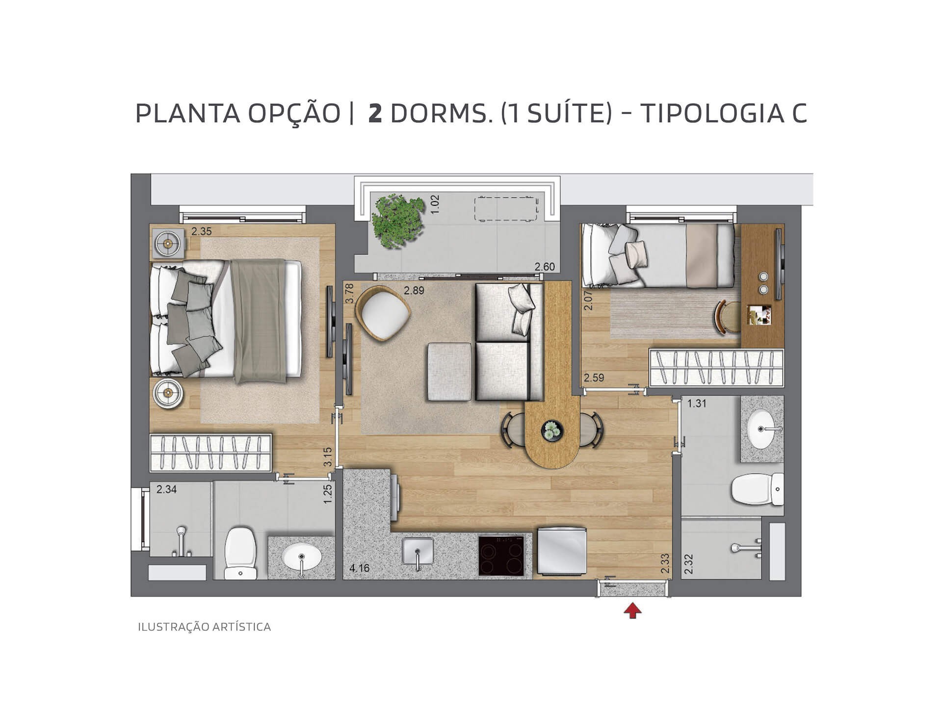 Planta 05 - 2 dorm 42m²