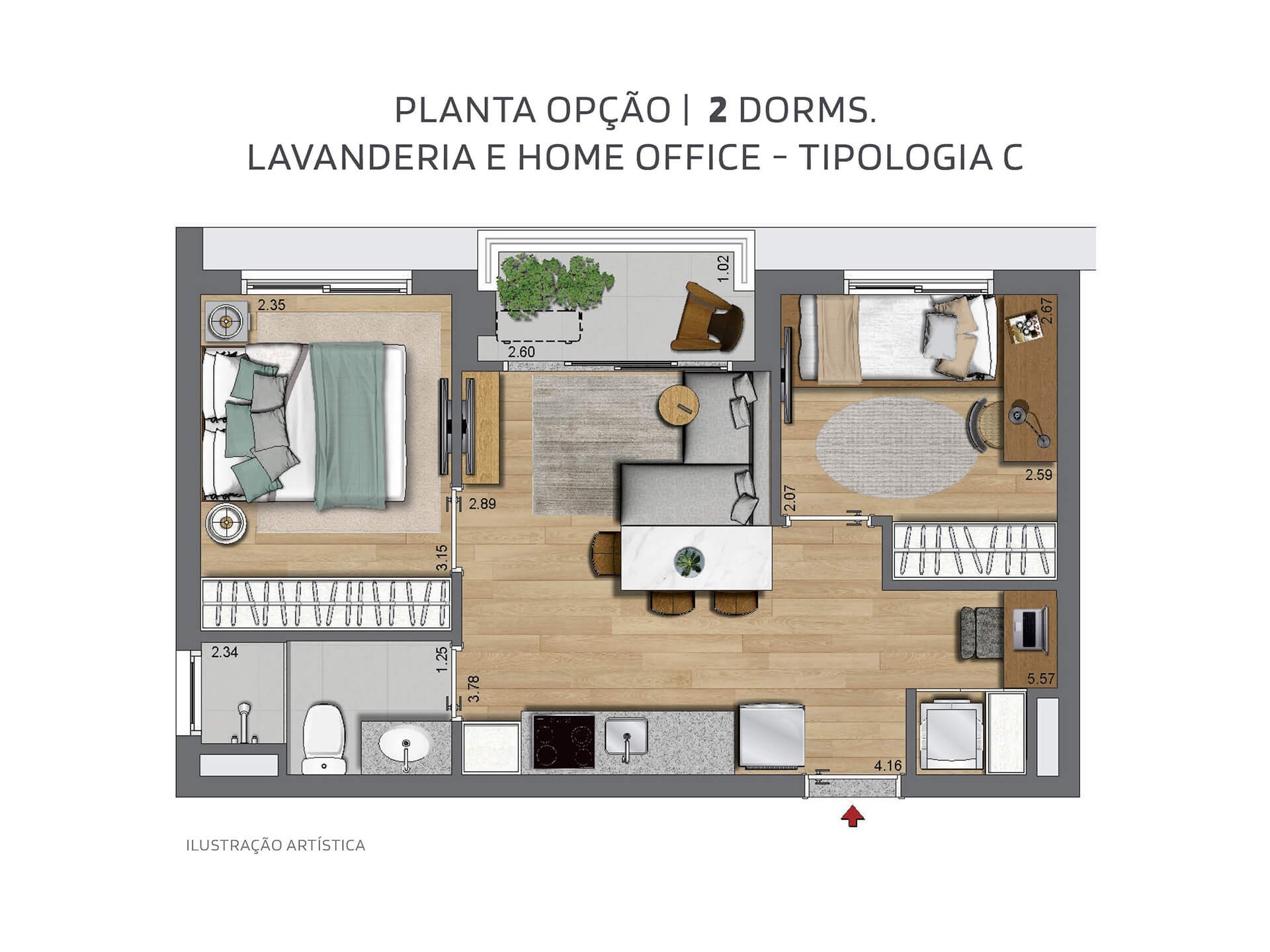 Planta 06 - 2 dorm 42m² - opção
