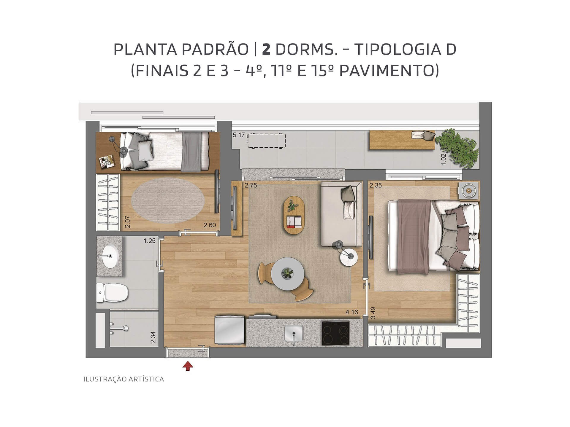 Planta 08 - 2 dorm 42m²