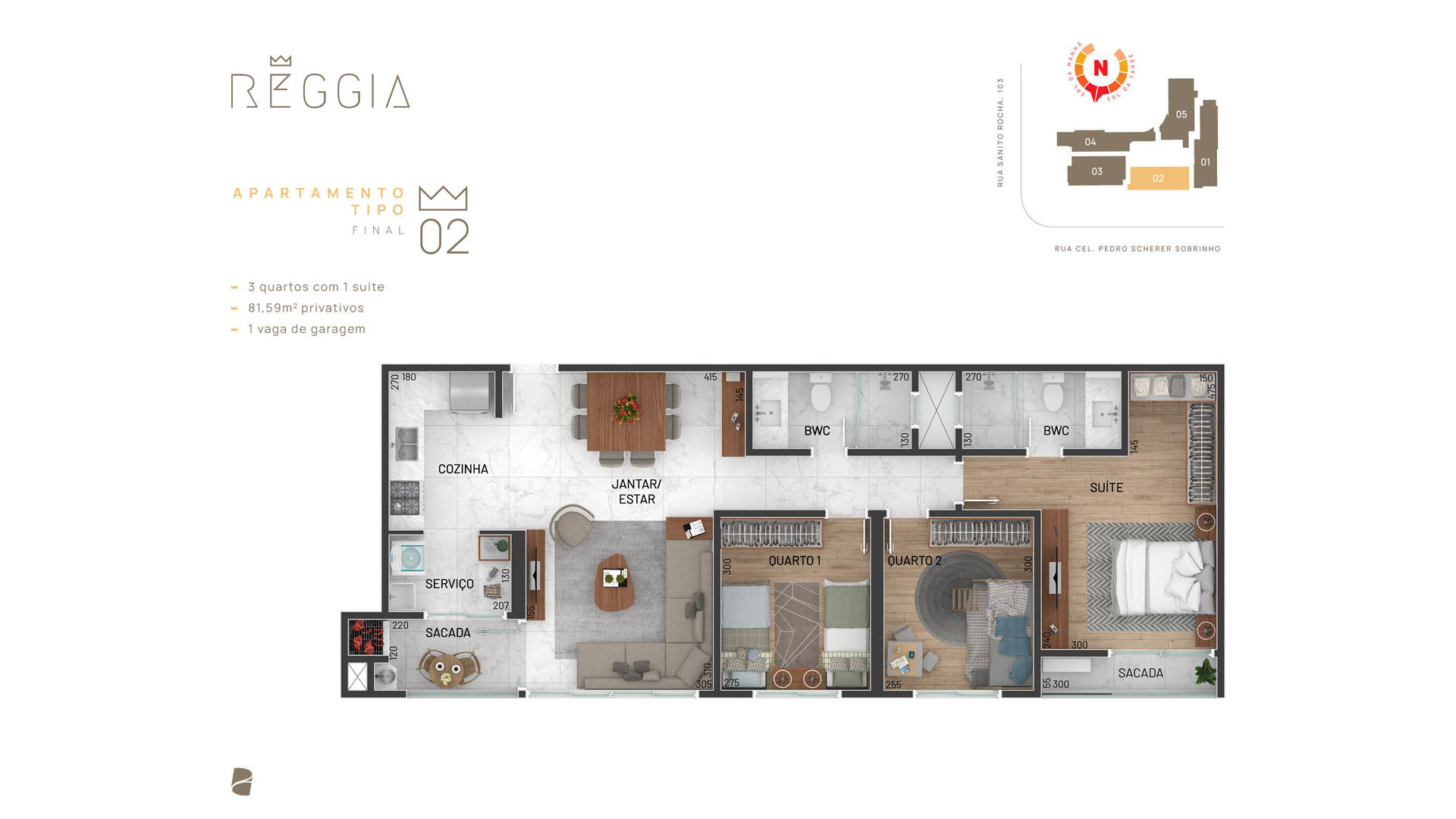 Planta 01 - 3 dorm 81 59m²