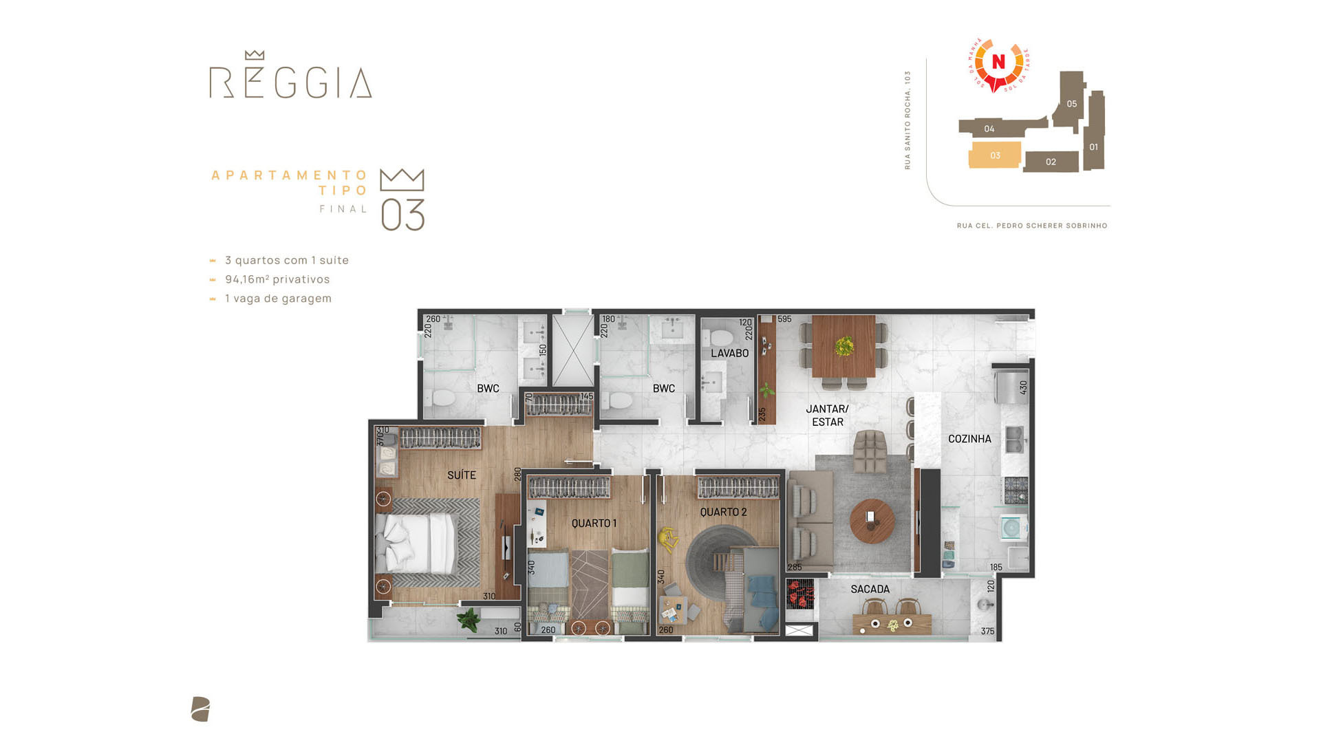 Planta 02 - 3 dorm 94 16m²