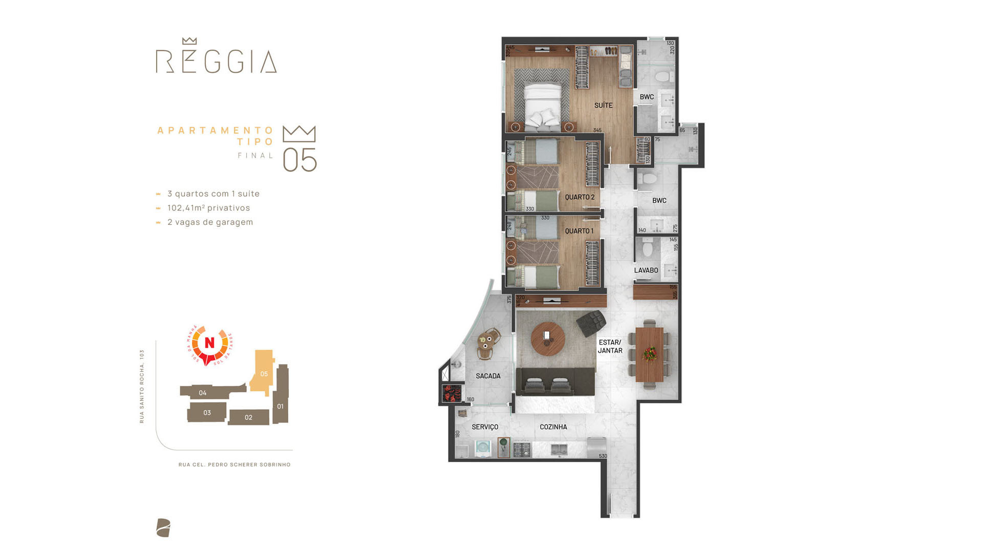 Planta 05 - 3 dorm 102 41m²