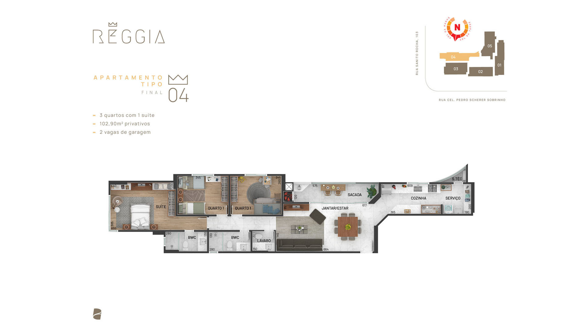 Planta 07 - 3 dorm 102 90m²