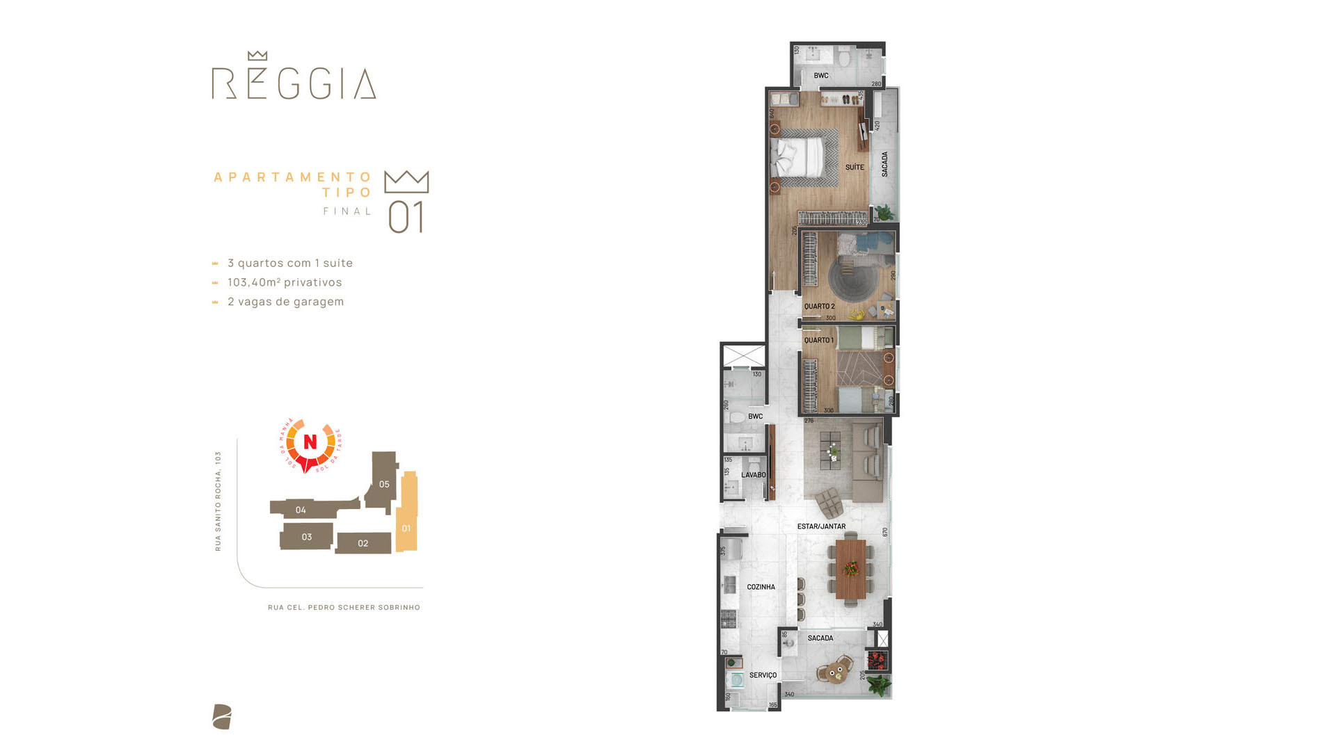 Planta 08 - 3 dorm 103 40m²