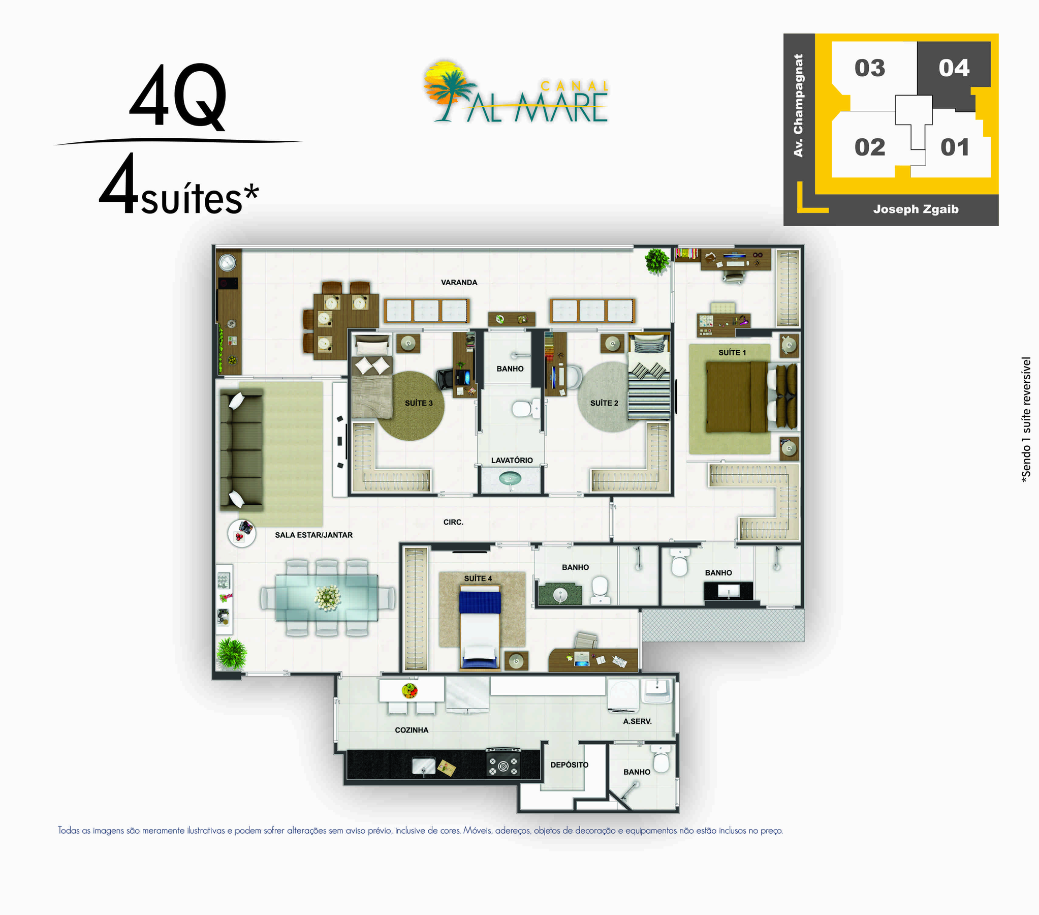 Planta 02 - 4 dorm 132,09m²
