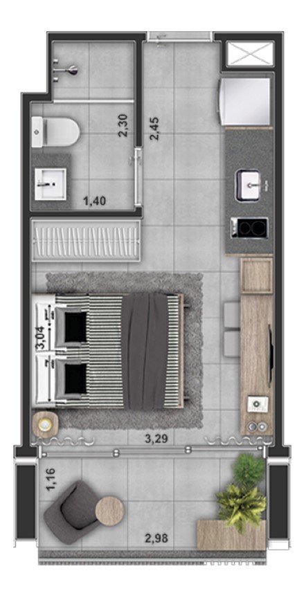 Planta 01 - 25m² - studio