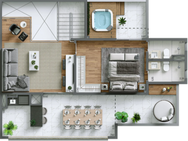 Planta 07 - 3 dorm 187m² - duplex superior