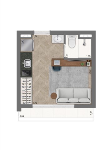 Planta 05 - 1 dorm 18m² - studio