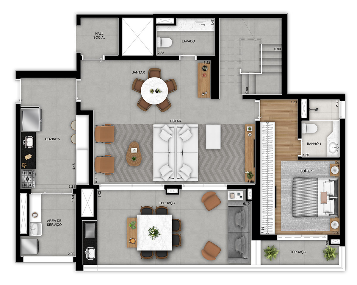 Planta 10 - 3 dorm 252m² - duplex inferior