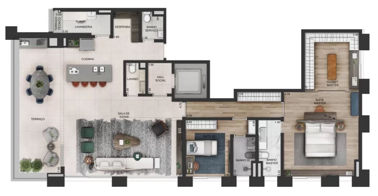 Planta 02 - 2 dorm 191 3m² - opção