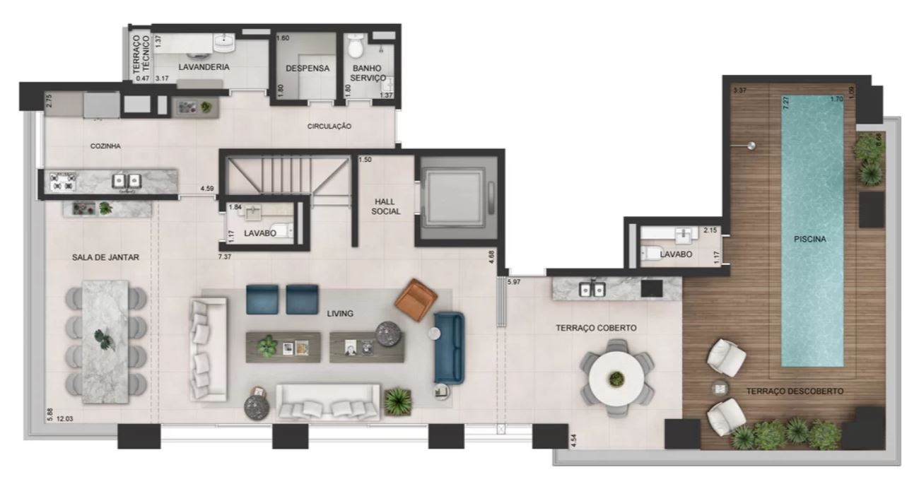 Planta 04 - 4 dorm 358 39m² - cobertura duplex inferior