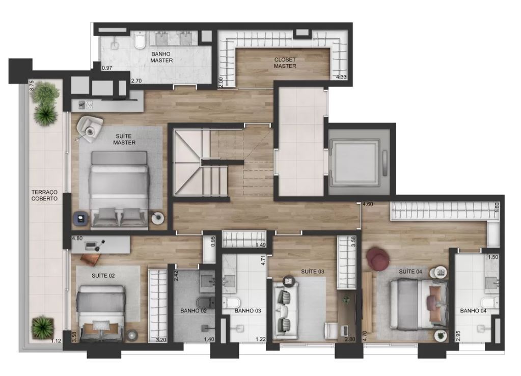 Planta 05 - 4 dorm 358 39m² - cobertura duplex superior