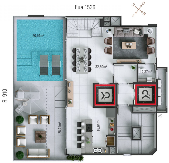 Planta 04 - 3 dorm 247 90m² - cobertura duplex superior