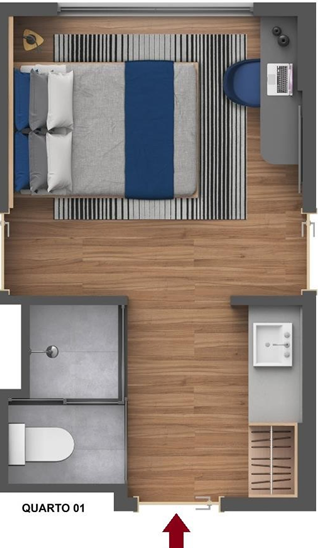 Planta 01 - 1 dorm 17m² - studio