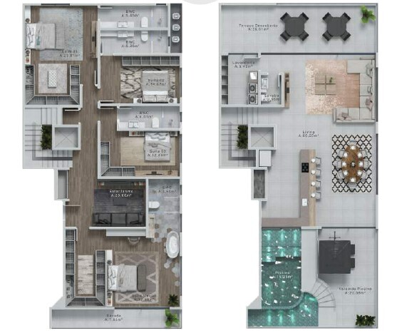 Planta 08 - 4 dorm 319 80m - cobertura duplex
