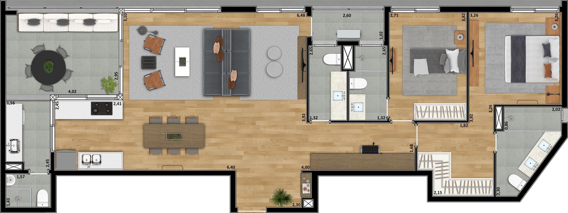 Planta 09 - 2 dorm 125 79m² - opção