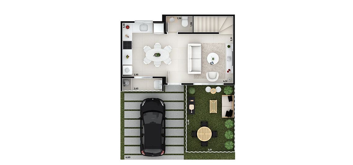 Planta 03 - 2 dorm 104m² - inferior
