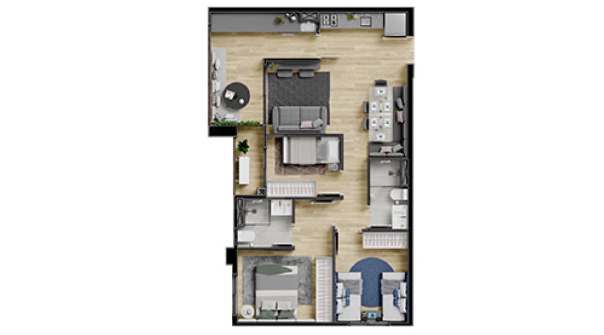 Planta 02 - 3 dorm 66 29m²