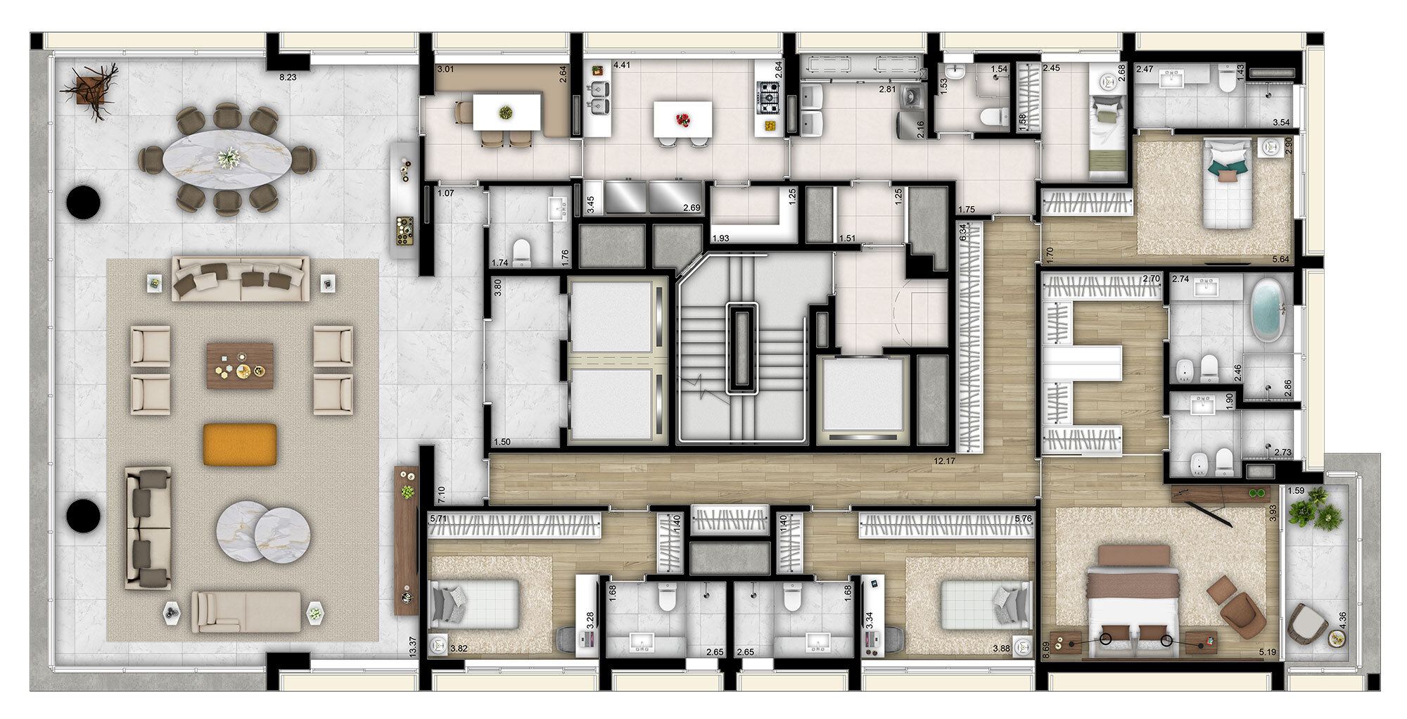 Planta 01 - 4 dorm 353m²