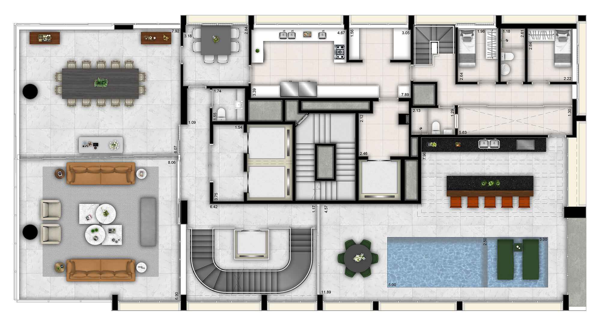 Planta 05 - 4 dorm 771 41m² - cobertura triplex intermediário