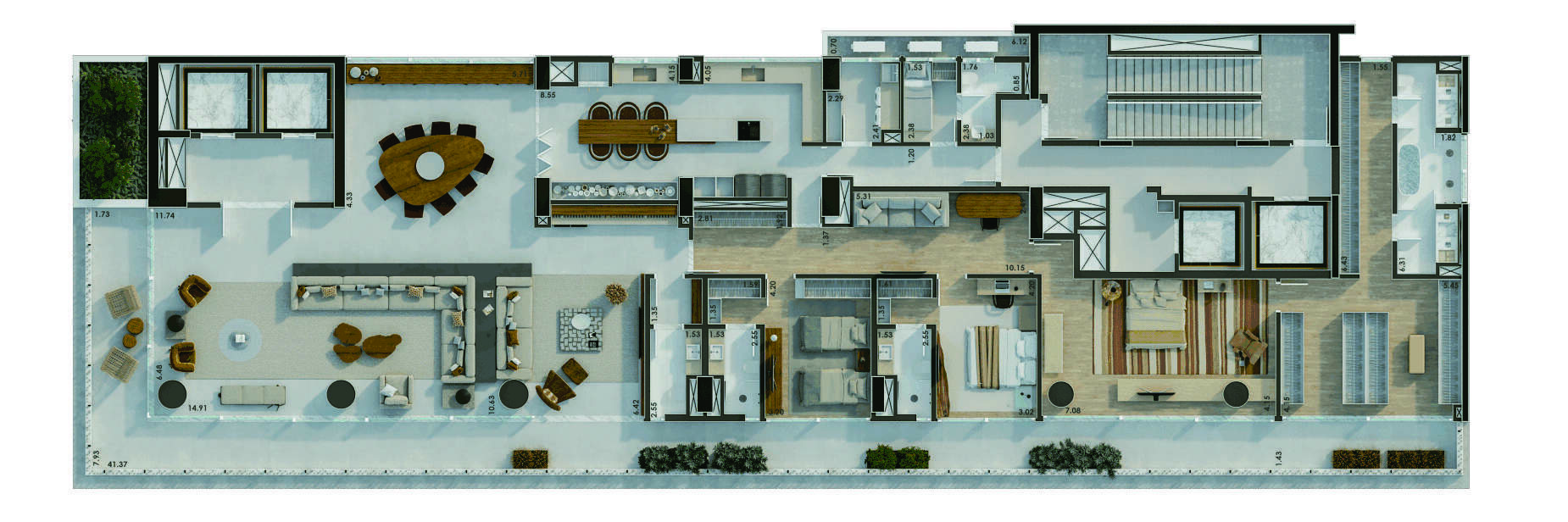 Planta 03 - 3 dorm 479 44m² - opção