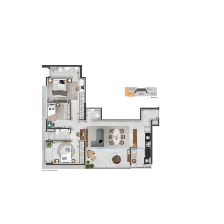 Planta 02 - 3 dorm 93 16m²