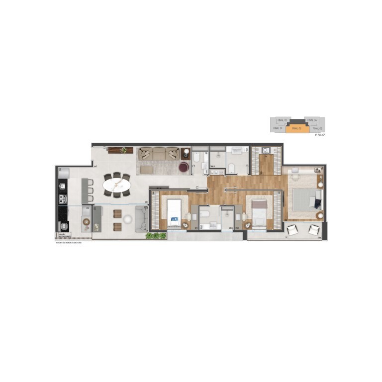 Planta 03 - 3 dorm 103 87m²