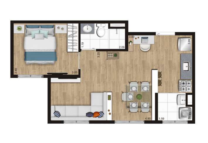 Planta 02 - 2 dorm 37m² - opção