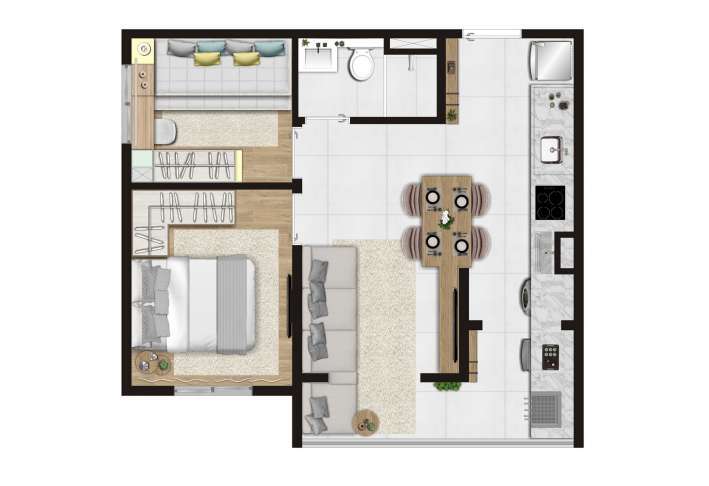 Planta 03 - 2 dorm 35m²