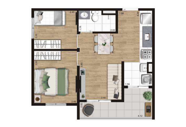 Planta 05 - 2 dorm 42m²