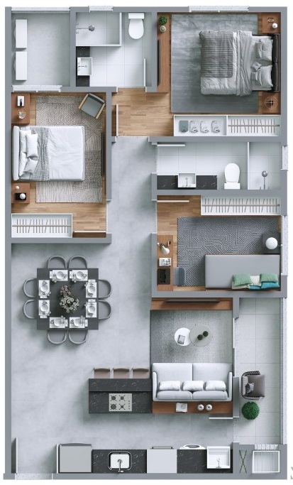 Planta 02 - 3 dorm 82 6m²