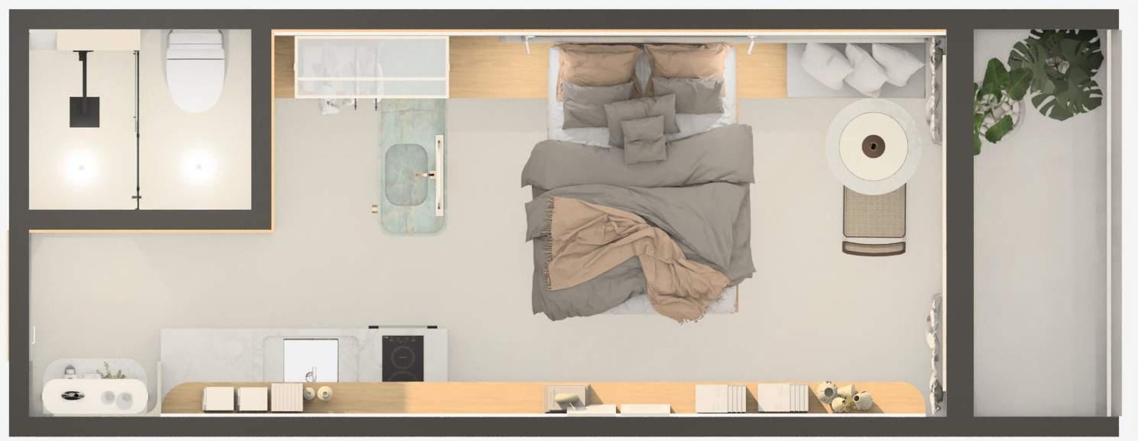Planta 01 - 1 dorm 24,59m² - studio Planta 01 - 1 dorm 24,59m² - studio