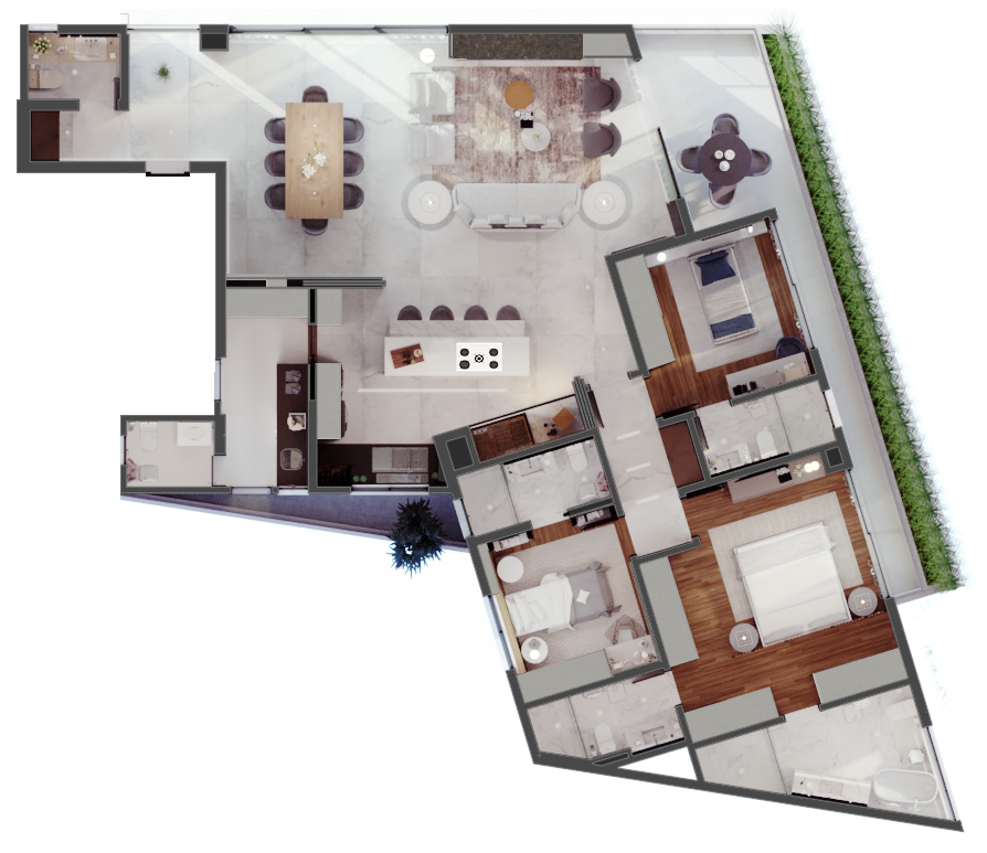 Planta 02 - 3 dorm 239 45 m²