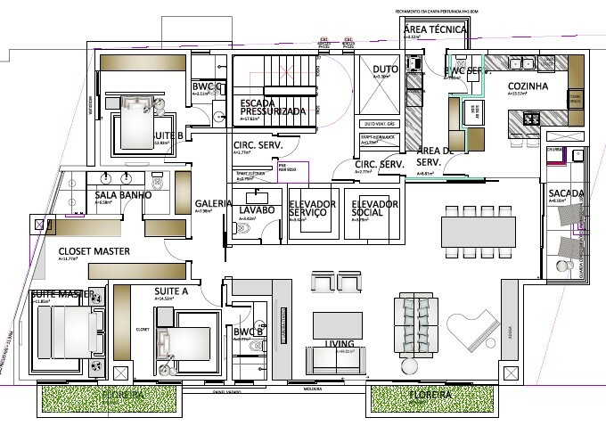 Planta 04 - 4 dorm 200m² - opção