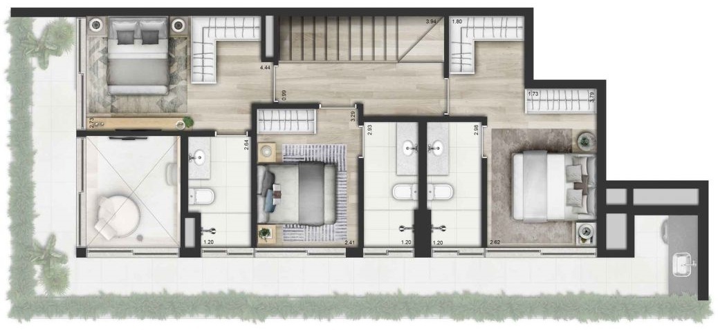 Planta 08 - 3 dorm 163m² - cobertura duplex superior