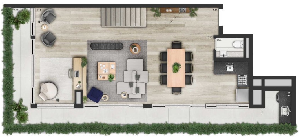 Planta 09 - 3 dorm 163m² - cobertura duplex inferior