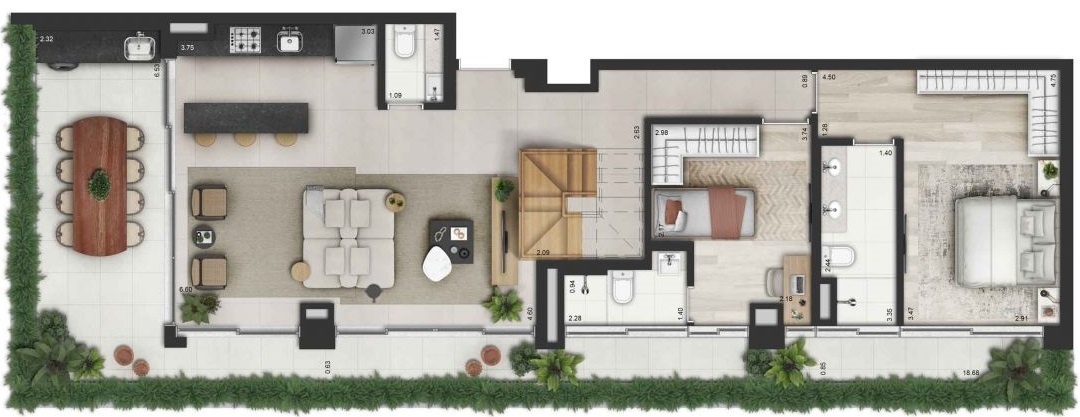 Planta 10 - 3 dorm 217m² - cobertura duplex inferior